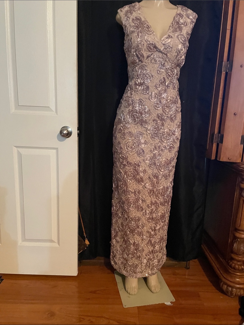 Onyx Lavender Floral Lace Maxi Dress